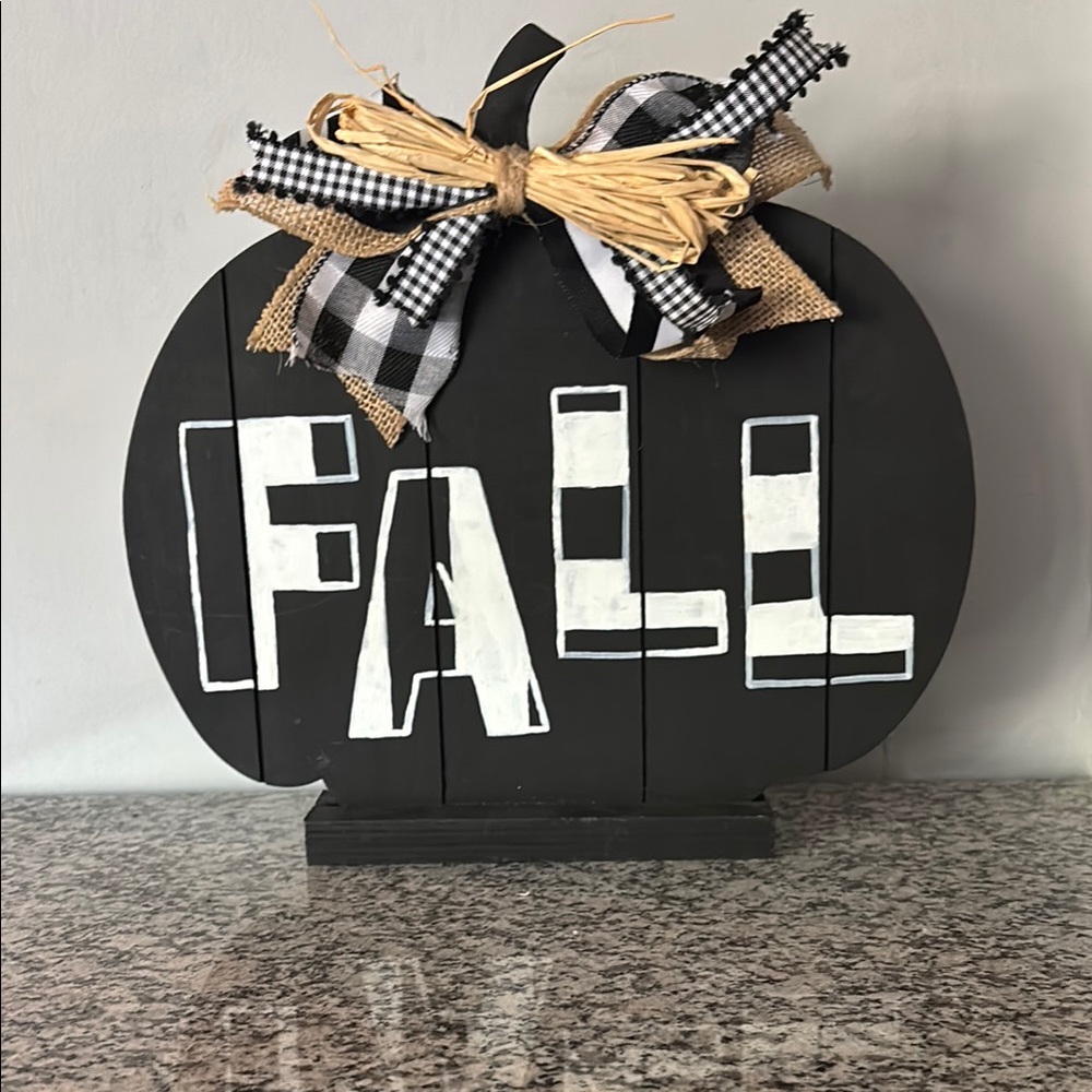Black Wooden Fall Decor with Bow